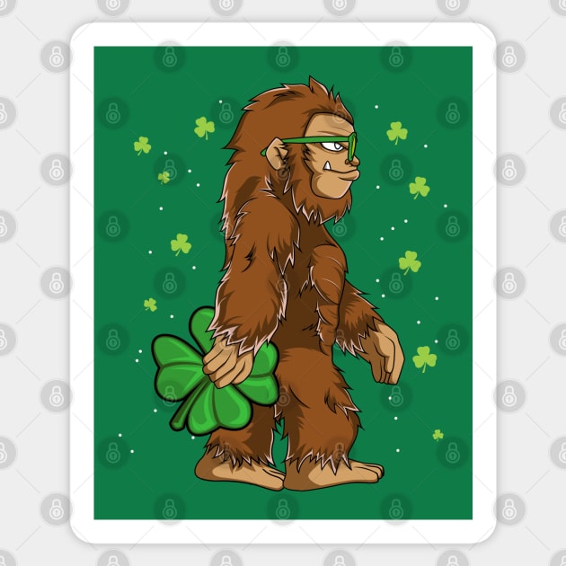 Bigfoot With Shamrock Funny St Patrick's Day Gift Sticker by HCMGift